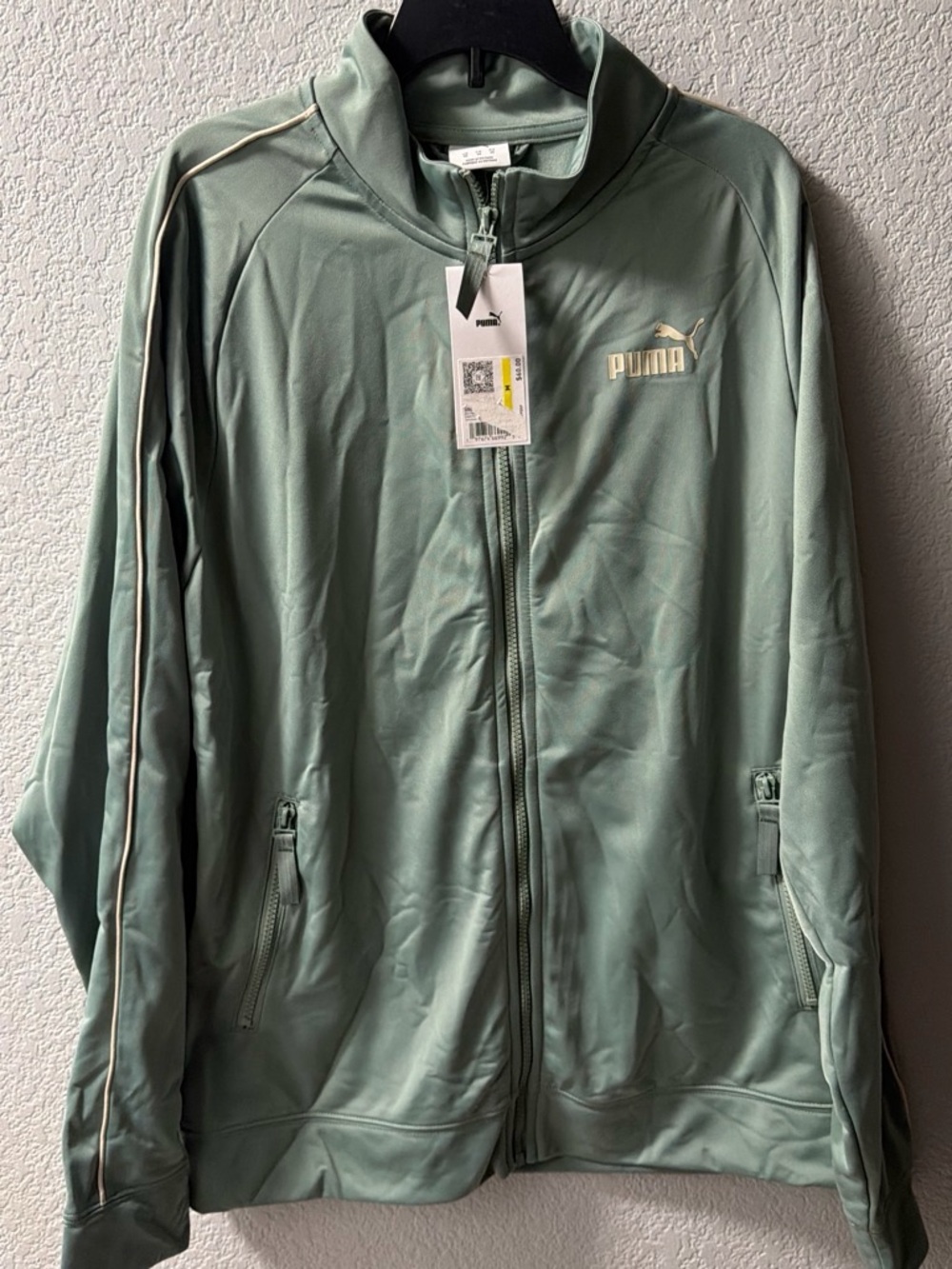 Puma Men's Light Sage Green Full-Zip Performance Jacket